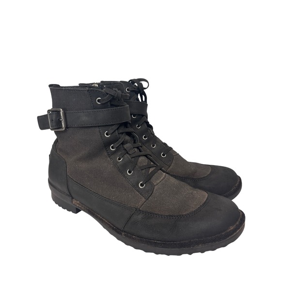 UGG Shoes - UGG Women's size 10 Tulane awayerproof Black Leather Canvas Zip Ankle Boots